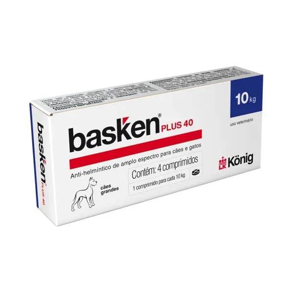 Vermífugo Basken Plus 40 Cães Raças Grandes 4 comprimidos